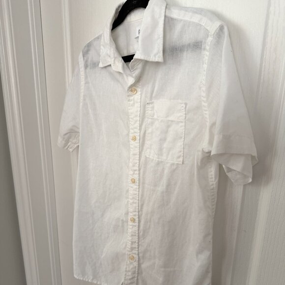 GAP Kids White Linen/Cotton Short Sleeve Button Down Shirt Size 10 - Picture 2 of 6